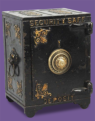 Old office safe suggests security and safety